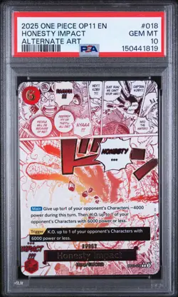 2025 ONE PIECE OP11-A FIST OF DIVINE SPEED ALTERNATE ART HONESTY IMPACT PSA 10 - Image 1