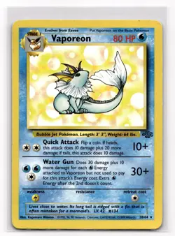 Vaporeon - 28/64 - 1999 Pokemon Jungle Unlimited Rare Card WOTC LP - Image 1
