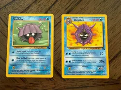 Fossil Shellder (54/62) and Cloyster (32/62) Pokemon TCG cards - Image 1
