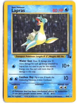 Lapras 10/62 Holo Rare Fossil Pokemon Unlimited Holo - Image 1