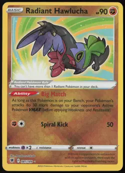 Radiant Hawlucha 081/189 Radiant Rare Astral Radiance Pokemon Holo Near Mint - Image 1