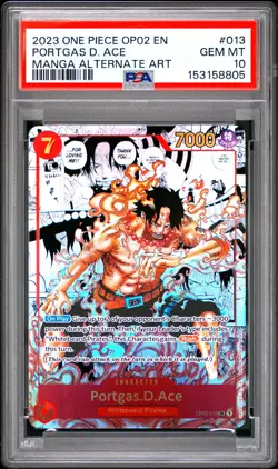 2023 ONE PIECE OP02-PARAMOUNT WAR MANGA ALTERNATE ART #013 PORTGAS D. ACE PSA 10 - Image 1