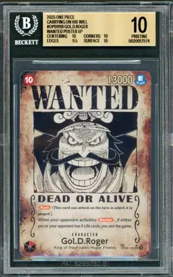 2025 ONE PIECE CARRYING ON HIS WILL EN GOL. D. ROGER WANTED ALTERNATE ART BGS 10 - Image 1