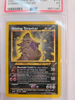 PSA 5 EX Shining Tyranitar Neo Destiny Holo Rare Pokemon Card 113/105 - Image 1