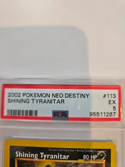 PSA 5 EX Shining Tyranitar Neo Destiny Holo Rare Pokemon Card 113/105 - Image 2