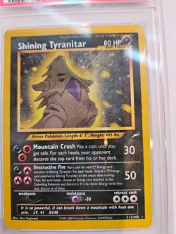 PSA 5 EX Shining Tyranitar Neo Destiny Holo Rare Pokemon Card 113/105 - Image 3