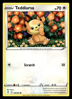 Teddiursa Common 126/203 SWSH07: Evolving Skies Pokemon Card - Image 1