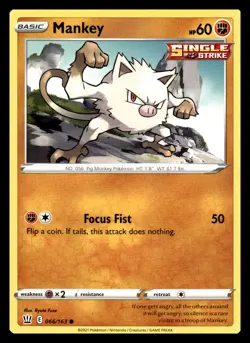 Mankey Common 066/163 SWSH05: Battle Styles Pokemon Card - Image 1