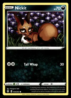 Nickit Common 104/203 SWSH07: Evolving Skies Pokemon Card - Image 1