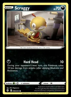 Scraggy Common 098/203 SWSH07: Evolving Skies Pokemon Card - Image 1