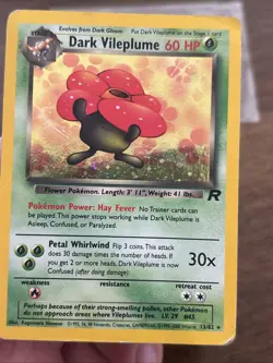 Dark Vileplume 13/82 Holo Rare Team Rocket Pokemon Unlimited Holo Near Mint - Image 1