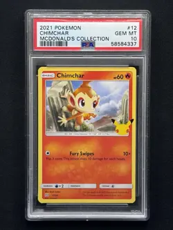 2021 POKEMON MCDONALD'S COLLECTION #12 CHIMCHAR NON HOLO PSA 10 LOW POP - Image 1