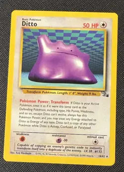 Ditto 18/62 Fossil Pokemon TCG Vintage Non Holo LP - Image 1
