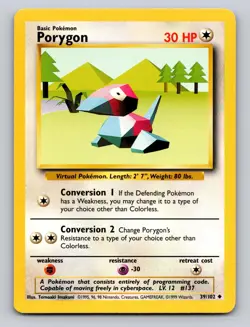 Porygon 39/102 Uncommon Base Set Unlimited Pokemon NM - Image 1