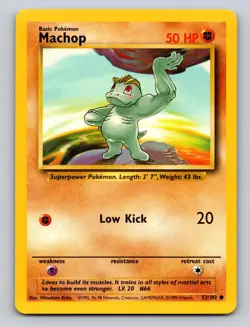 Machop 52/102 Common Base Set Unlimited Pokemon NM - Image 1