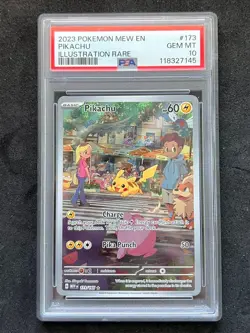 2023 POKEMON MEW EN-151 #173 PIKACHU ILLUSTRATION RARE PSA 10 GEM MT - Image 1