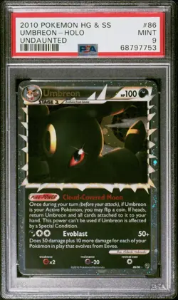 2010 Pokemon HeartGold & SoulSilver Undaunted Umbreon Holo #86/90 PSA 9 MINT - Image 2