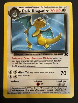 Dark Dragonite | 22/82 | Team Rocket | Non-Holo | MP+ | Vintage WOTC Pokemon - Image 1