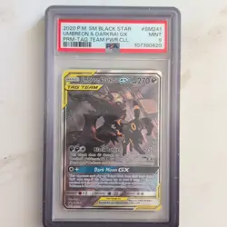 Pokemon Umbreon & Darkrai GX SM241 PSA 9 SM Black Star Promo TAG TEAM Holo - Image 1
