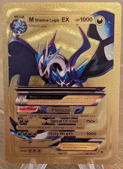 M Shadow Lugia EX 1000HP 159/300 Gold Foil Fan Art Pokemon - Image 1
