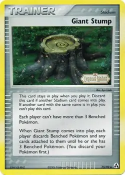Moderately Played, English - 1 x Pokemon Giant Stump - 75/92 - Uncommon - Revers - Image 1