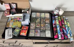 Pokemon Card Lot 300+ Holo Full Art EX GX V VMAX Collection + Jumbo Sleeves Dice - Image 1