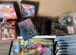 Pokemon Card Lot 300+ Holo Full Art EX GX V VMAX Collection + Jumbo Sleeves Dice - Image 4