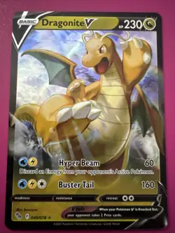 Pokemon TCG Dragonite v Full Art Holo Ultra Rare Card 049/078 - Image 1