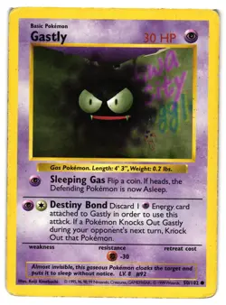 Pokemon TCG Gastly 50/102 Common Base Set Shadowless DMG - Image 1