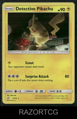 DETECTIVE PIKACHU 10/18 R DETECTIVE PIKACHU POKEMON NM/M - Image 1