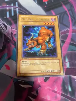 YUGIOH - MAD DOG OF DARKNESS - RARE - IOC - 1ST ED - LP - Image 1
