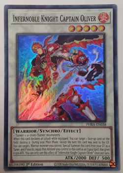 Yugioh Infernoble Knight Captain Oliver PHRA-EN038 Super Rare 1st Edition NM - Image 1