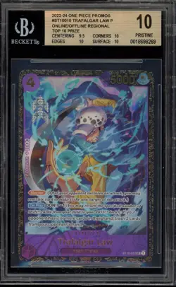 One Piece CCG Trafalgar Law Regional Top 16 Prize ST10-010 BGS 10 Pristine - Image 1
