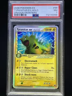2006 POKEMON EX DRAGON FRONTIERS #99 TYRANITAR EX-HOLO PSA 7 - Image 1