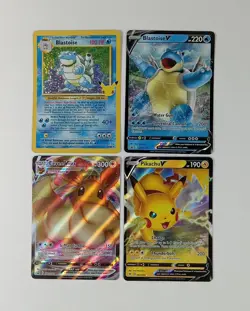 Pokemon TCG Blastoise Celebrations Eevee VMAX Pikachu V NM Card Lot - Image 1