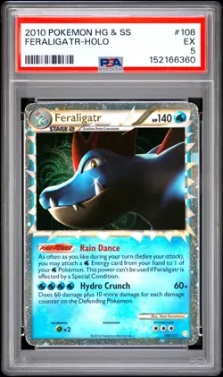 2010 POKEMON HEARTGOLD & SOULSILVER #108 FERALIGATR-HOLO PSA 5 - Image 1