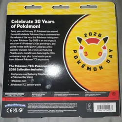 Pokemon TCG 2026 Pokemon Day 30th Anniversary Sealed Box Pikachu Promo 3 Packs - Image 2