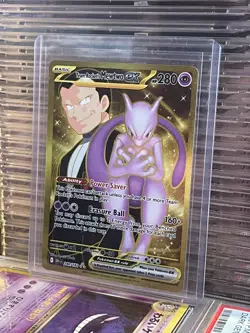 Pokemon TCG Team Rocket’s Mewtwo ex 240/182 Gold Hyper Rare NM Destined Rivals - Image 1