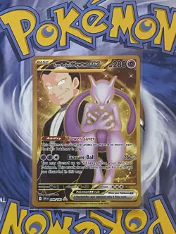 Pokemon TCG Team Rocket’s Mewtwo ex 240/182 Gold Hyper Rare NM Destined Rivals - Image 2