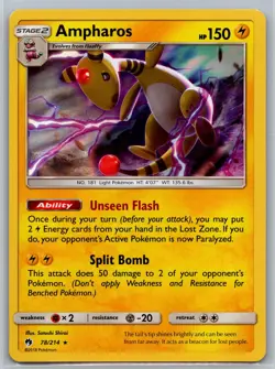 Ampharos 78/214 Holo R Lost Thunder LP Pokemon - Image 1