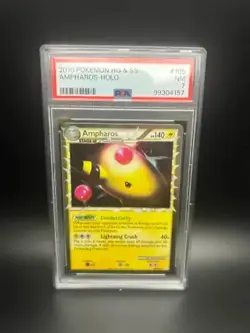 Pokemon Ampharos Prime Holo 105/123 Heart Gold & Sould Silver English PSA 7 NM - Image 1