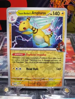 Team Rocket's Ampharos 074/182 Uncommon Reverse Holo Pokemon TCG Destined Rivals - Image 1