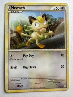 Meowth 75/123 Common HeartGold & SoulSilver Pokemon NM/LP - Image 1