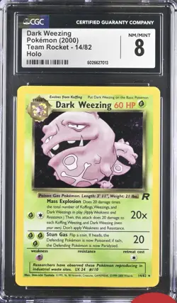 Pokemon TCG CGC 9 Dark Weezing Team Rocket Unlimited Holo Rare 14/82 Nm M - Image 1