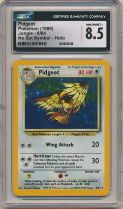 1999 Pokemon Jungle No Set Symbol Error Pidgeot Holo #8 CGC 8.5 NM/Mint+ - Image 1