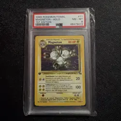 1999 POKEMON FOSSIL 1ST EDITION #11 MAGNETON-HOLO PSA 8 - Image 3