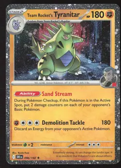 Team Rocket's Tyranitar Cosmos 096 Destined Rivals Pokemon Near Mint - Image 1