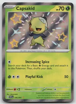 Capsakid 106/091 Shiny Rare Paldean Fates Pokemon Holo NM - Image 1