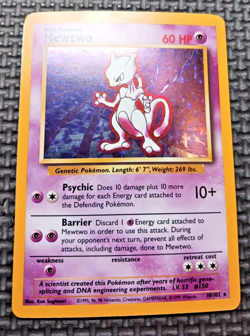 1999 Pokemon Base Set unlimited #10 Mewtwo Holo MP - Image 1