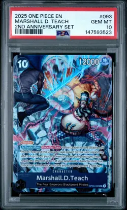 2025 ONE PIECE ENGLISH VERSION 2ND ANNIVERSARY SET #093 MARSHALL D. TEACH PSA 10 - Image 1